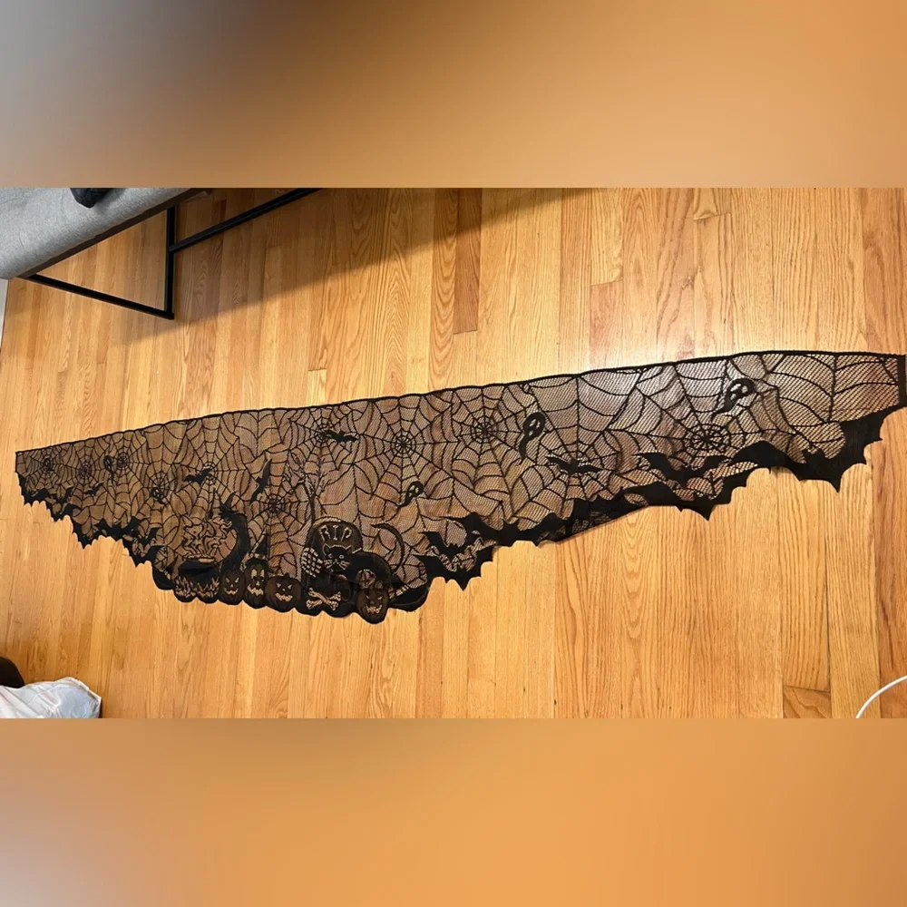 Halloween Black Spider Web Lace Table Runner